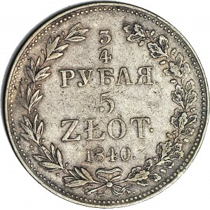Zabór Rosyjski, 5 złotych = 3/4 rubla 1840 MW, Warszawa