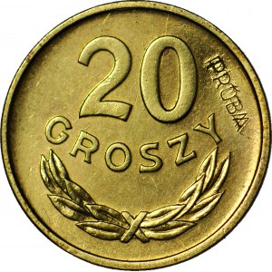 RRR-, 20 groszy 1949, 3 RAZY napis PRÓBA, MOSIĄDZ, rzadkość, c.a.