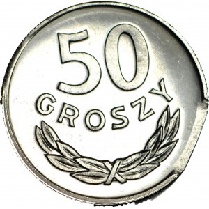 50 groszy 1985, DESTRUKT, mocna końcówka blachy, mennicze