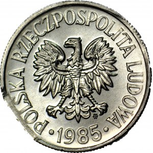 50 groszy 1985, DESTRUKT, mocna końcówka blachy, mennicze