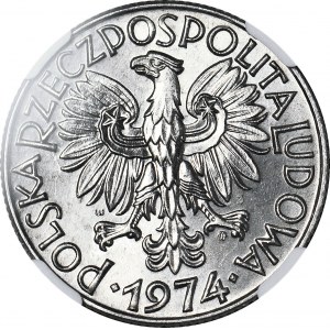 RR-, 5 złotych 1974, Rybak na TRAWCE, trawka pod stopami, b. rzadki