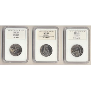 20.000 złotych 1993, Jaskółki, K. Jagiellończyk, Zamek w Łańcucie - ZESTAW 3 SZT.