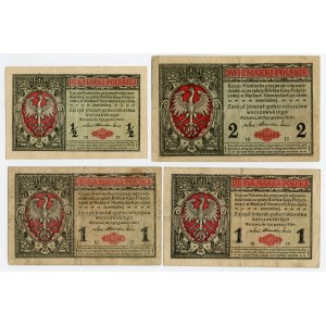 Zestaw 4 szt: 2 marki 1917 ser. A, 1 marka ser. A, 1 marka ser. A , 1/2 marki ser. A