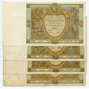 Zestaw 4 szt. 50 złotych 1929
