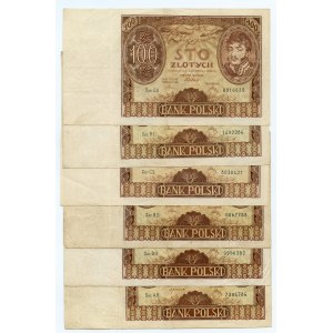 Zestaw 5 szt. 100 złotych 1934