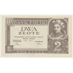 2 złote 1936 bez serii i numeracji i poddruku