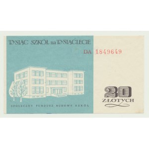 Cegiełka 20 zł 1959, Na Społeczny Fundusz Budowy Szkół, ser. DA, wczesny rocznik