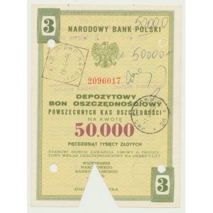 NBP, 50 000 zł (z kropką) 1989, Depozytowy Bon Oszczędnościowy PKO