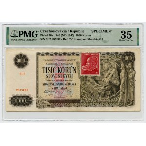 Czechosłowacja, 1.000 koron (1945) na 1.000 koronach słowackich 1940 - WZÓR
