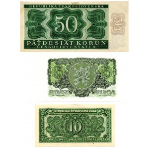 Czechosłowacja, zestaw 3 szt., 10 koron 1950, 5 koron 1953, 10 koron 1950
