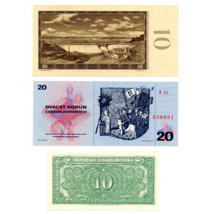 Czechosłowacja, zestaw 3 szt., 10 koron 1960, 20 koron 1970, 10 koron 1945