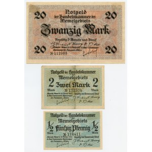 Litwa, Memel (Kłajpeda) Zestaw 3 szt. 20 marek 1922, 2 marki 1922, 1/2 marki 1922