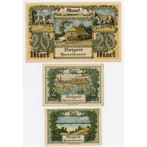 Litwa, Memel (Kłajpeda) Zestaw 3 szt. 20 marek 1922, 2 marki 1922, 1/2 marki 1922