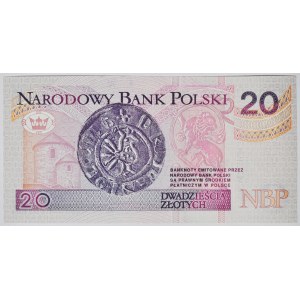 20 złotych 1994, druk TDLR Londyn, AA 0023929, dwa zera na początku