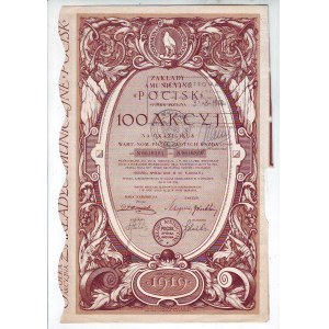 POCISK Ammunition Works, 100 shares from 1932.