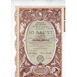 POCISK Ammunition Works, 10 shares from 1932.