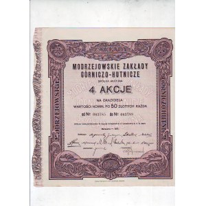 Modrzejowskie Zakłady Górniczo-Hutnicze, 4 akcje na 200 zl z 1927 r.