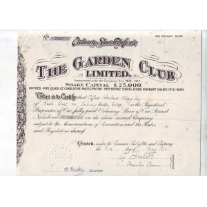 The Garden Club Ltd, a 1920 pound stock.