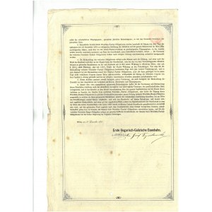 First Hungarian-Galician Iron Railway, partial priority bond for 200 guilders dated 1870.