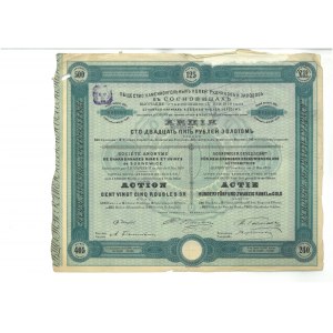 Tow. of Sosnowiec Coal Mines and Metallurgical Plants, share of the second issue for 125 rubles in gold, 1896