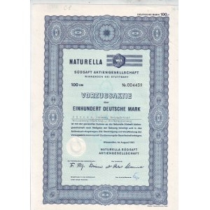 NATURELLA, Sudsaft AG, 2 sztuki imiennych akcji na 100 i 200 marek, Winnenden 1961 i 1964