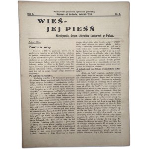 Wieś i jej Pieśń - Organ Literatów Ludowych - Jordanów, Naprawa, nr.5 , 1934 rok [ pisarze ludowi, Wadowice, Sucha]