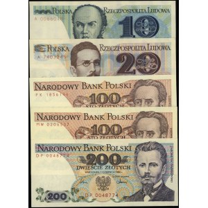 Polska, zestaw 5 banknotów, 1982-1986