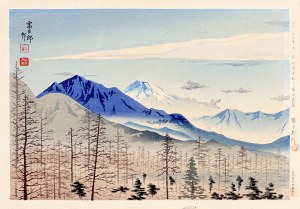 Tomikichirō Tokuriki (1902-2000), Góra Fuji - odległy widok ze stacji Shinshū Kiyosato, 1939/1940