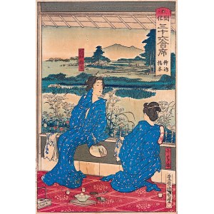 Toyohara Kunichika (1835-1900), Restauracja Hashimoto w Yanagibashi, z cyklu: Trzydzieści sześć nowoczesnych restauracji, 1878