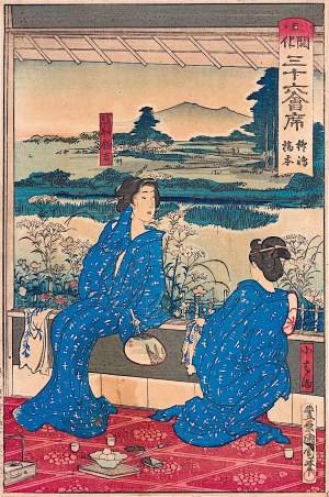 Toyohara Kunichika (1835-1900), Restauracja Hashimoto w Yanagibashi, z cyklu: Trzydzieści sześć nowoczesnych restauracji, 1878