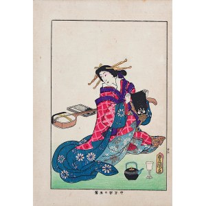 Utagawa Kunisada I (Toyokuni III, 1786-1864), wyd. Yoshikawa Kobunkan, Tamagiku of Chumanchiya, z cyklu Biografie sławnych kobiet, Tokio, 1918