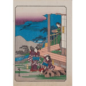Utagawa Hiroshige (1797 - 1858), wyd. Yoshikawa Kobunkan, Dzikie gęsi, z cyklu „Opowieść o braciach Soga - Soga Monogatari”, Tokio, 1917