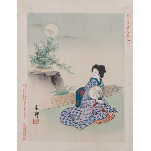 Nakajima Shunkō (1868 - 1912), wyd. Aoki Tsunesaburō, Księżycowa noc z cyklu „Nowoczesne piękności”, Osaka, 1895