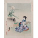 Nakajima Shunkō (1868 - 1912), wyd. Aoki Tsunesaburō, Księżycowa noc z cyklu „Nowoczesne piękności”, Osaka, 1895