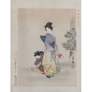 Nakajima Shunkō (1868 - 1912), wyd. Aoki Tsunesaburō, Styczeń z cyklu „Nowoczesne piękności”, Osaka, 1895