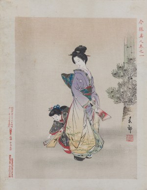 Nakajima Shunkō (1868 - 1912), wyd. Aoki Tsunesaburō, Styczeń z cyklu „Nowoczesne piękności”, Osaka, 1895