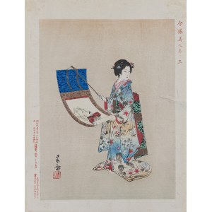 Nakajima Shunkō (1868 - 1912), wyd. Aoki Tsunesaburō, Sierpień z cyklu „Nowoczesne piękności”, Osaka, 1895