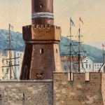 ANONIMO, The lighthouse and Mount Vesuvius in Naples