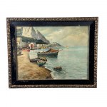 FAUSTO PRATELLA, View from the Gulf with boats - Fausto Pratella (1888)