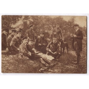 KOMENDA Naczelna P.O.W. na ćwiczeniach w r. 1917. Od lewej: J. Jędrzejewicz, J. Gąsiorowski [...].