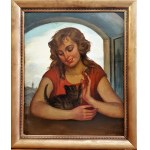 Janina BOBIŃSKA-PASZKOWSKA (1894 1973), Dziewczyna z kotem,
