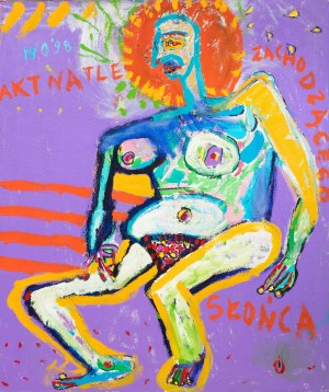 Wiesław Obrzydowski (1938 - 2017), Akt na tle zachodzącego słońca, 1998