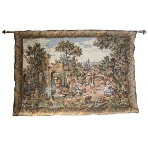 Tapisserie with baroque French genre scene