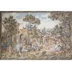 Tapisserie with baroque French genre scene
