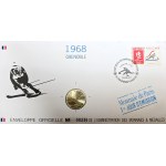 Grenoble 1968, Oficjalna koperta z monetą Mennicy Paryskiej (pierwszy dzień obiegu 1992)