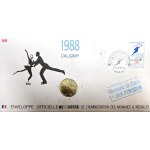 Calgary 1988, Oficjalna koperta z monetą Mennicy Paryskiej (pierwszy dzień obiegu 1992)