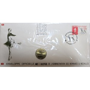 Saint Moritz 1928-1948, Official coin envelope of the Paris Mint (first day of circulation 1992)