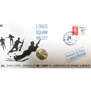 Squaw Valley 1960, oficiální obálka Pařížské mincovny (první den oběhu 1992)