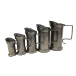 Set of tankards / tin jugs Metaalwarenfabriek Tiel Holland - 5 pieces
