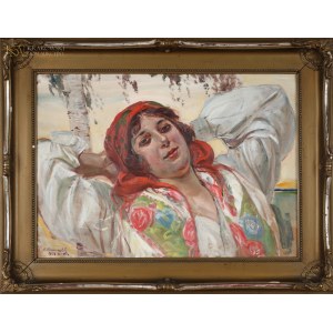 Wincenty WODZINOWSKI (1866-1940), Krakowianka - odpoczynek w letni dzień (1924)